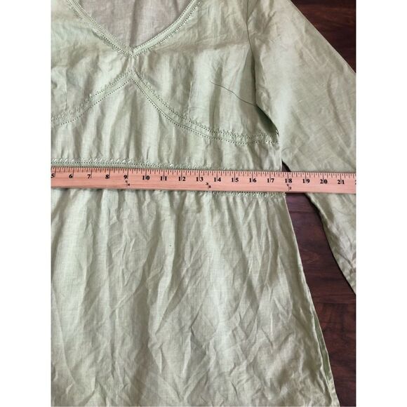 Edward Woman Irish linen lime green TOP Tunic Blouse  size L - Picture 11 of 15
